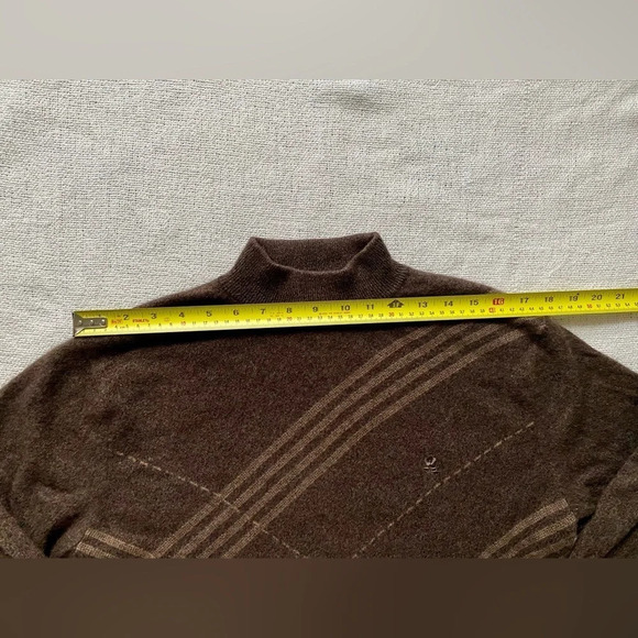 100% Cashmere Maison MonTagut Paris Vintage Dark Brown  Crewneck Sweater Size L - Picture 8 of 12